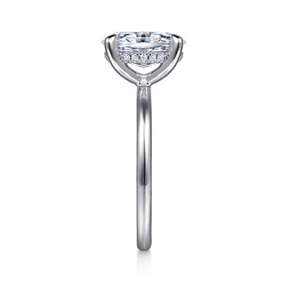 Anuk - 14K White Gold Oval Hidden Halo Diamond Engagement Ring