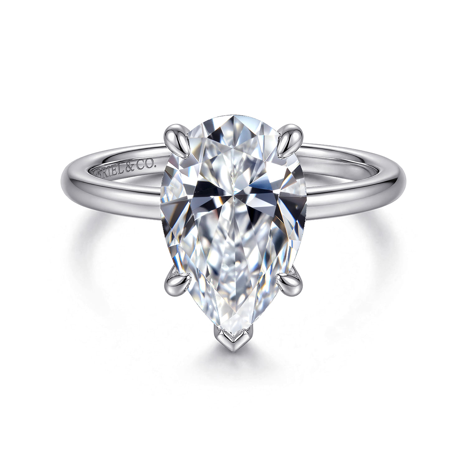 Anuk - 14K White Gold Pear Shape Diamond Engagement Ring