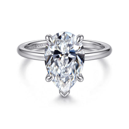 Anuk - 14K White Gold Pear Shape Diamond Engagement Ring