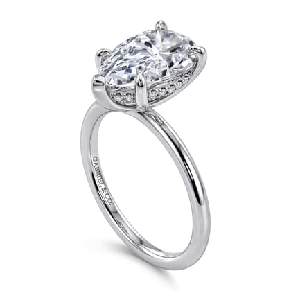 Anuk - 14K White Gold Pear Shape Diamond Engagement Ring