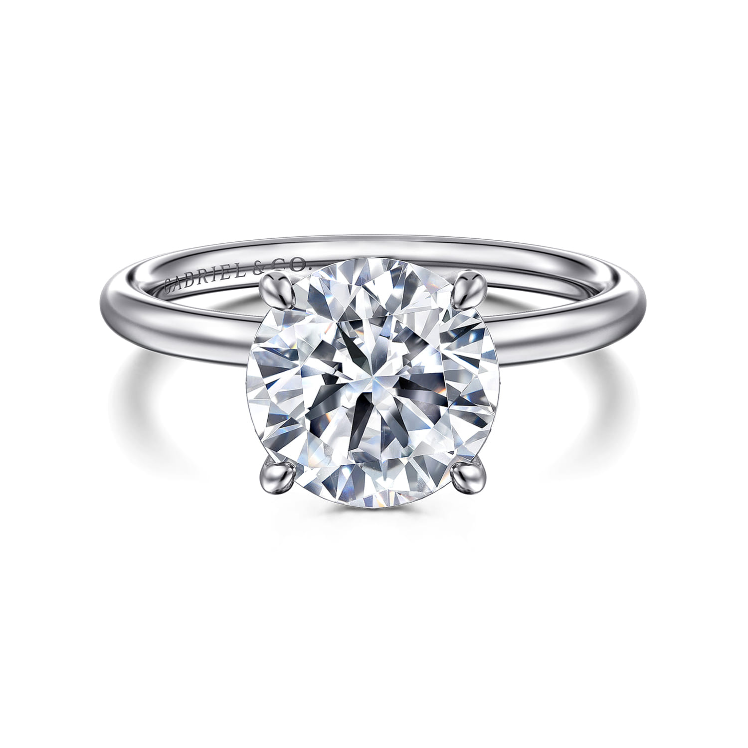 Anuk - 14K White Gold Round Hidden Halo Diamond Engagement Ring