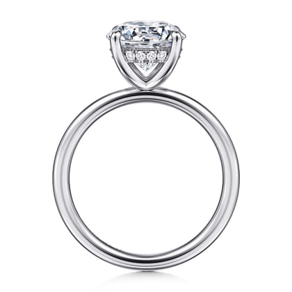 Anuk - 14K White Gold Round Hidden Halo Diamond Engagement Ring