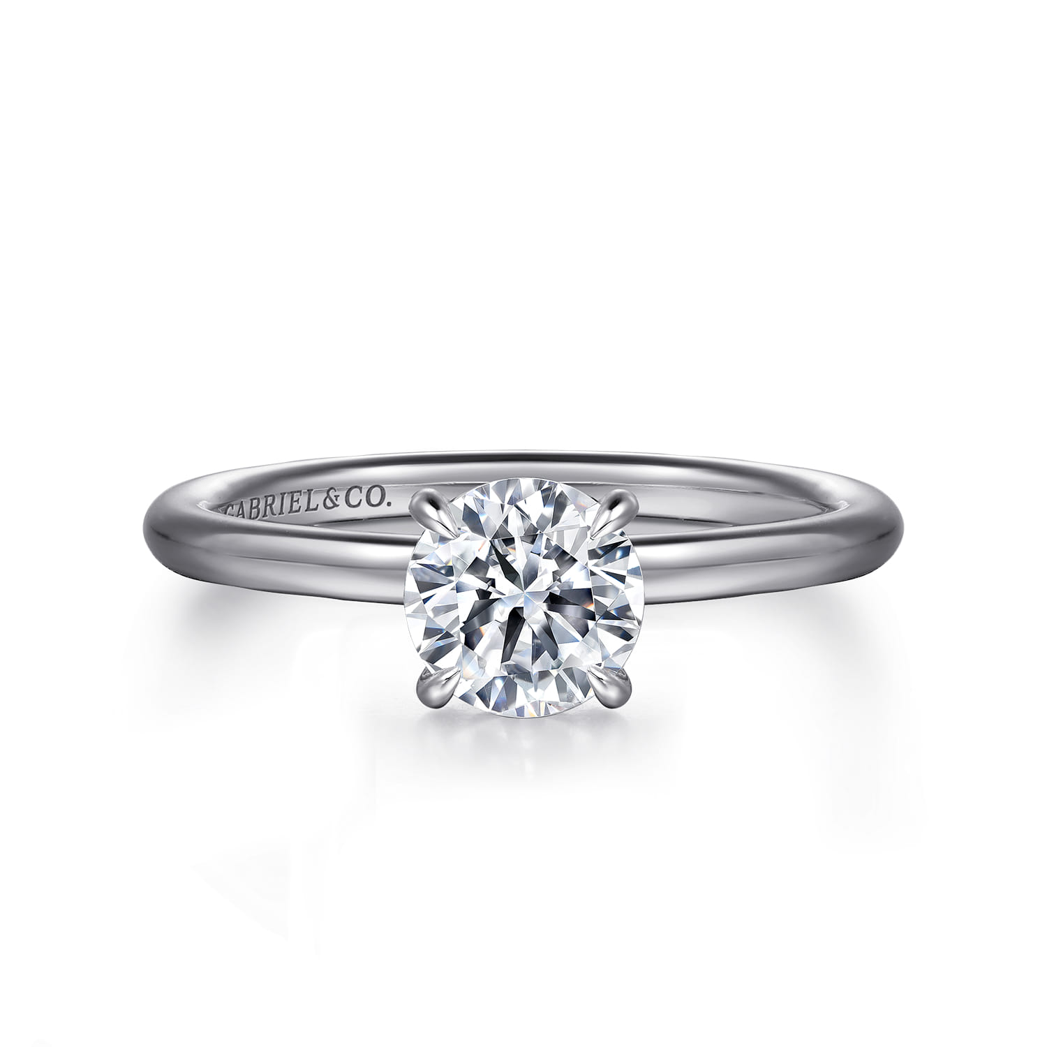 Anuk - 14K White Gold Round Hidden Halo Diamond Engagement Ring