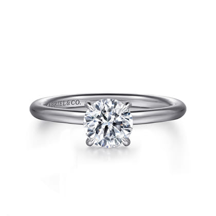 Anuk - 14K White Gold Round Hidden Halo Diamond Engagement Ring