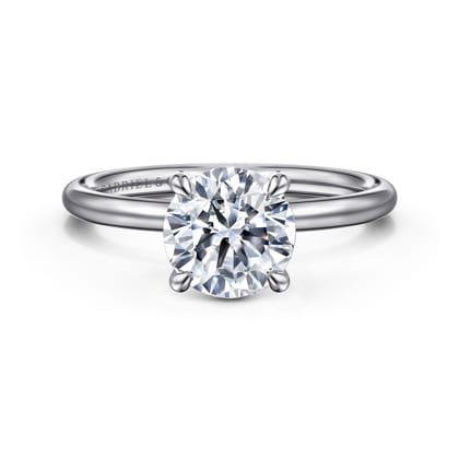 Anuk - 14K White Gold Round Hidden Halo Diamond Engagement Ring