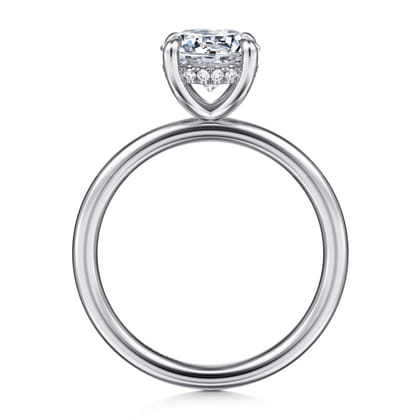 Anuk - 14K White Gold Round Hidden Halo Diamond Engagement Ring