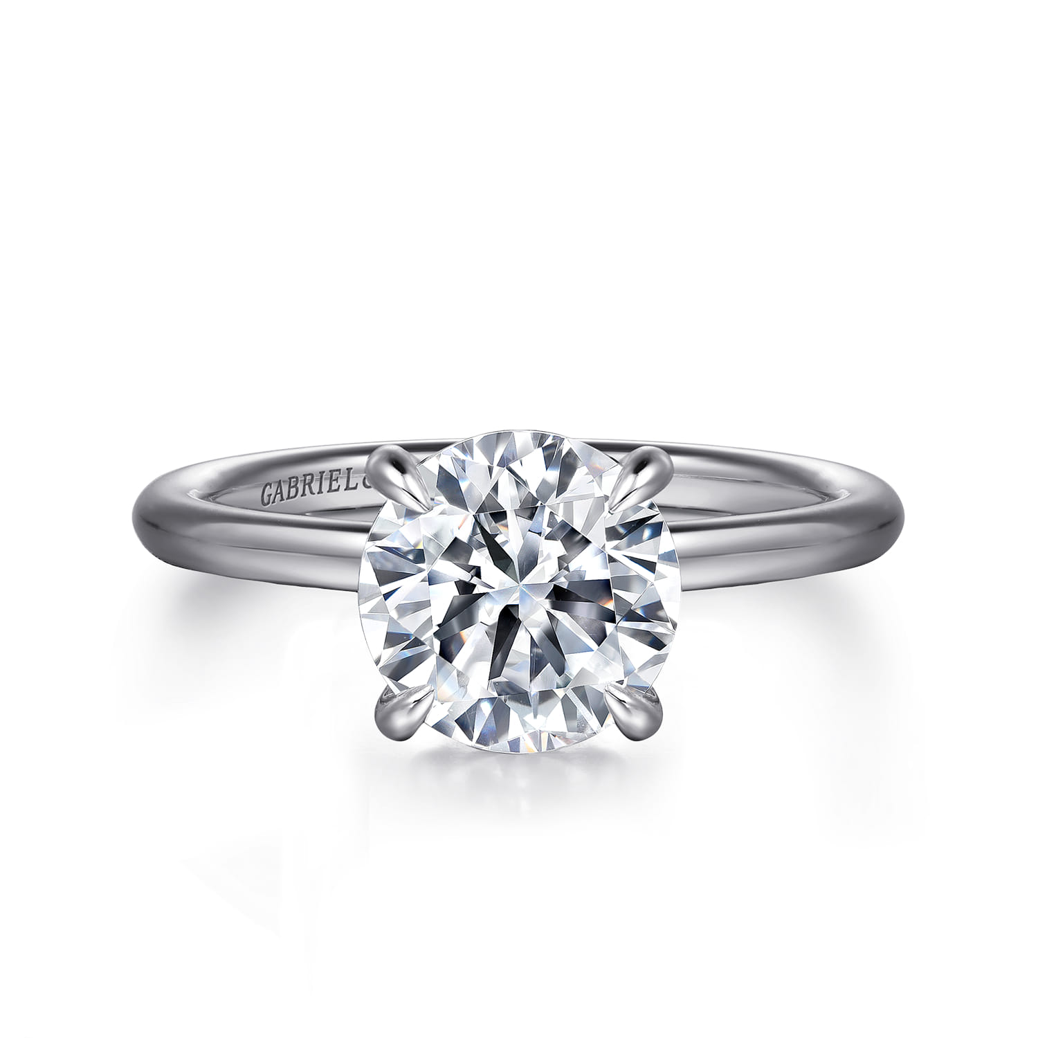 Anuk - 14K White Gold Round Hidden Halo Diamond Engagement Ring
