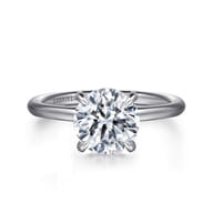 Anuk - 14K White Gold Round Hidden Halo Diamond Engagement Ring