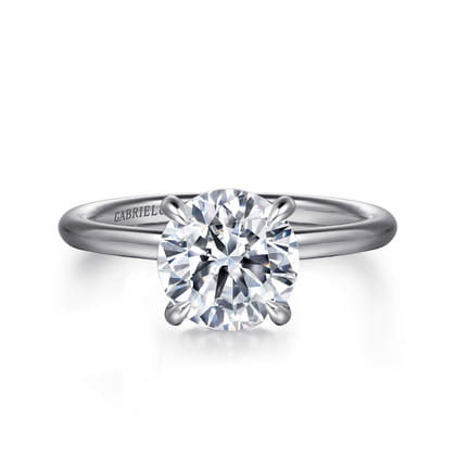 Anuk - 14K White Gold Round Hidden Halo Diamond Engagement Ring