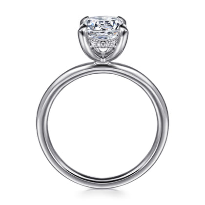 Anuk - 14K White Gold Round Hidden Halo Diamond Engagement Ring