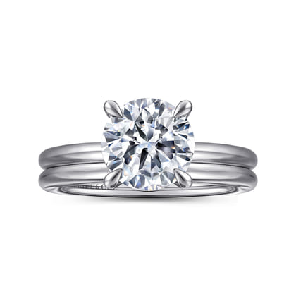Anuk - 14K White Gold Round Hidden Halo Diamond Engagement Ring