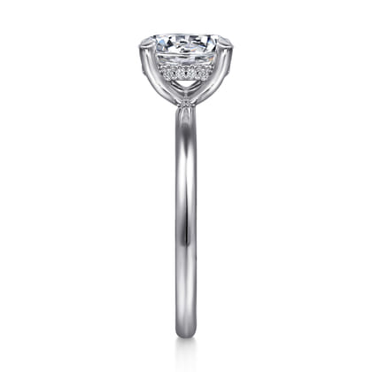 Anuk - 14K White Gold Round Hidden Halo Diamond Engagement Ring