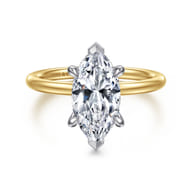 Anuk - 14K White-Yellow Gold Marquise Shape Diamond Engagement Ring