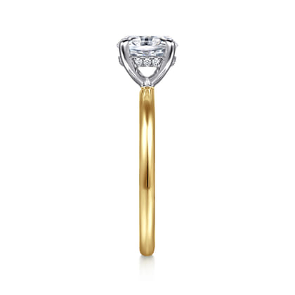Anuk - 14K White-Yellow Gold Oval Diamond Engagement Ring