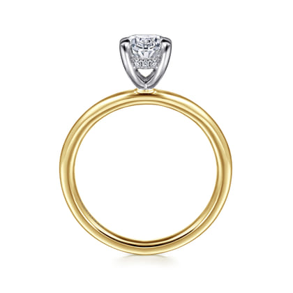 Anuk - 14K White-Yellow Gold Oval Hidden Halo Diamond Engagement Ring