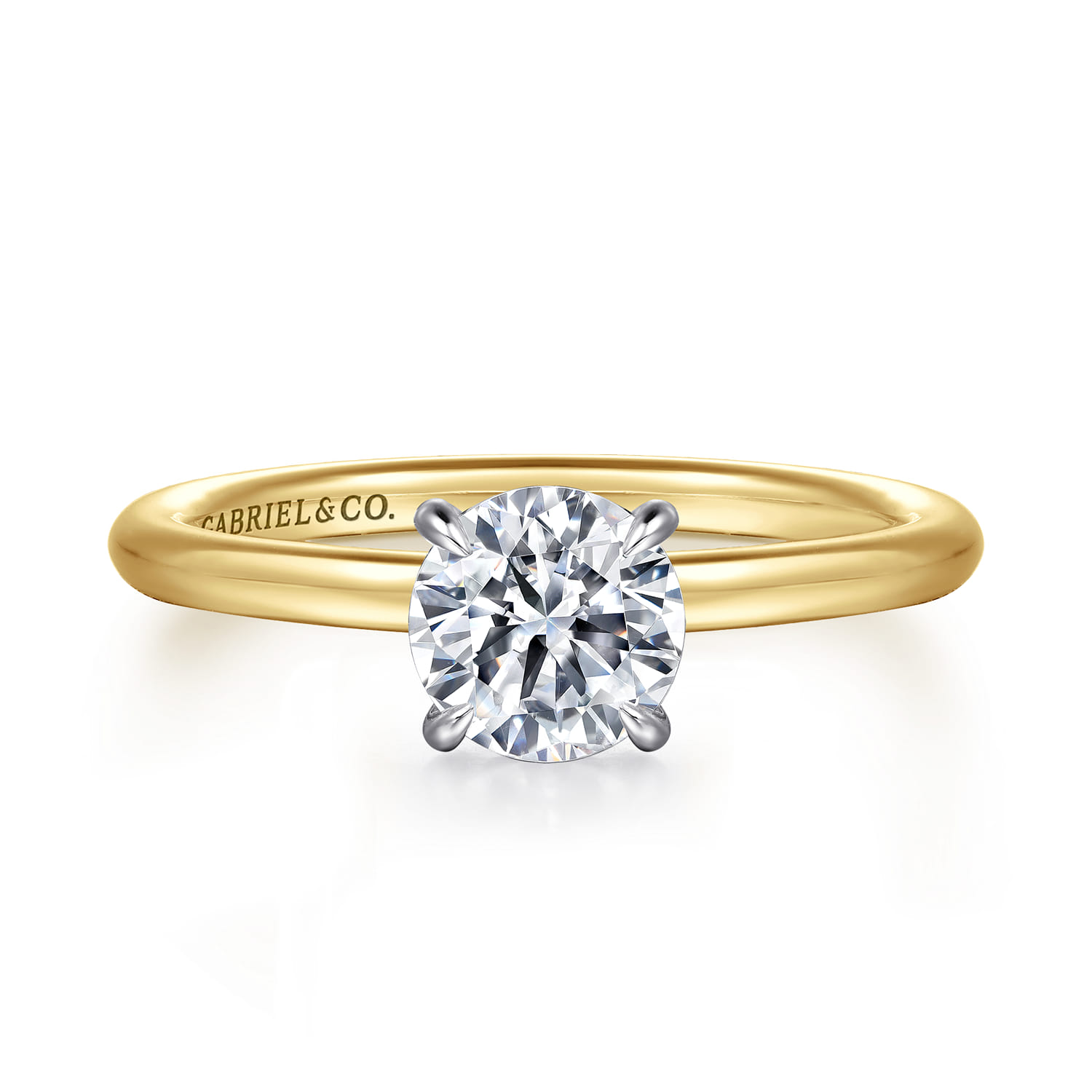 Anuk - 14K White Yellow Gold Round Diamond Engagement Ring