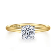Anuk - 14K White Yellow Gold Round Diamond Engagement Ring