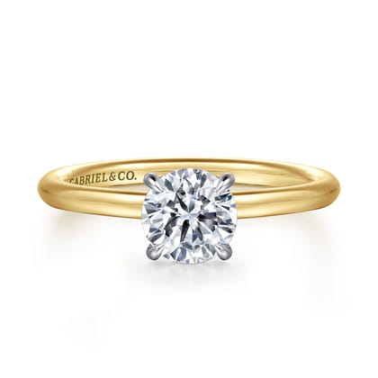 Anuk - 14K White Yellow Gold Round Diamond Engagement Ring