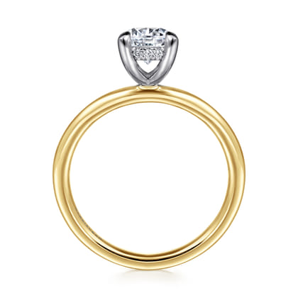 Anuk - 14K White Yellow Gold Round Diamond Engagement Ring
