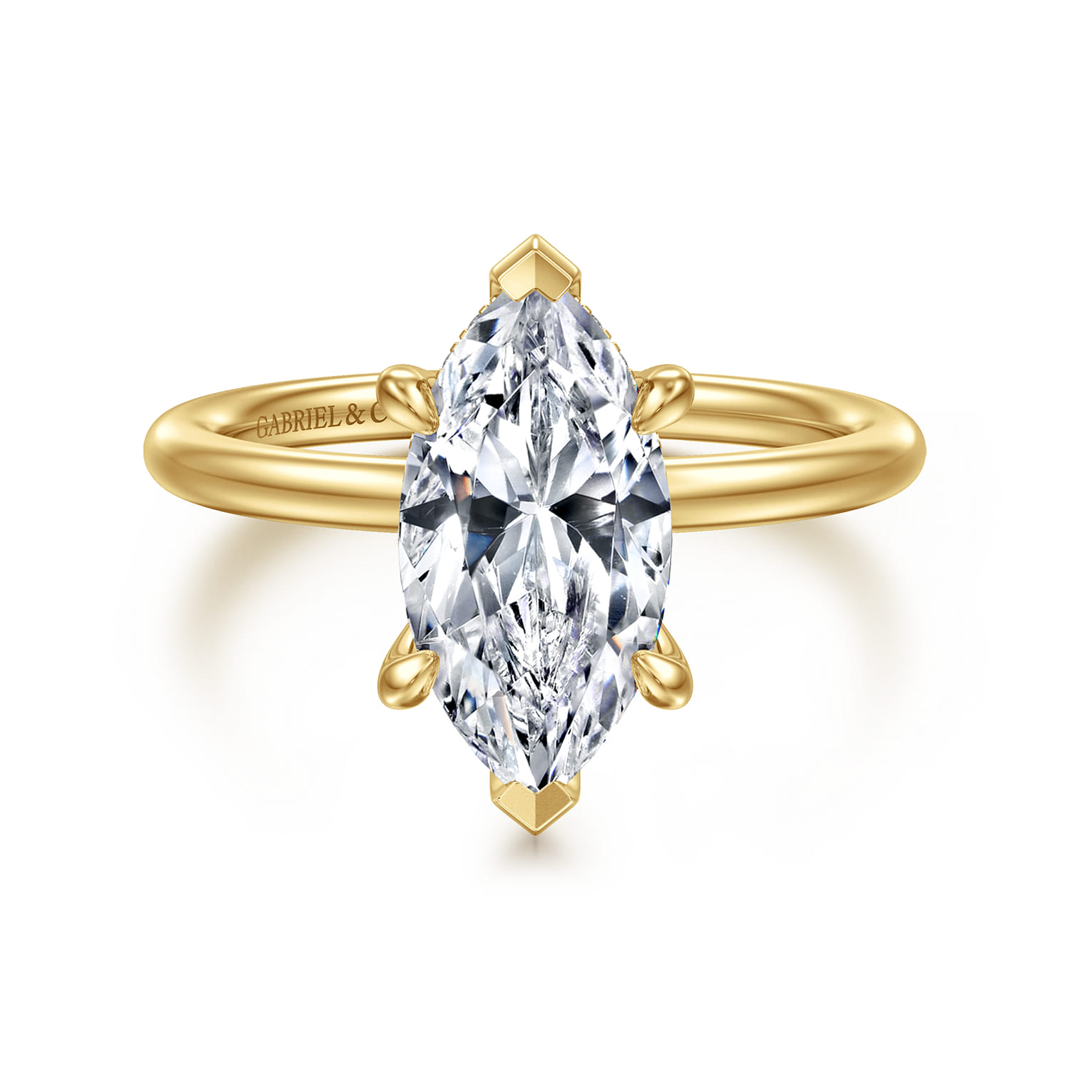 Anuk - 14K Yellow Gold Marquise Shape Diamond Engagement Ring