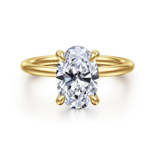 Anuk - 14K Yellow Gold Oval Hidden Halo Diamond Engagement Ring