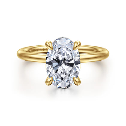Anuk - 14K Yellow Gold Oval Hidden Halo Diamond Engagement Ring