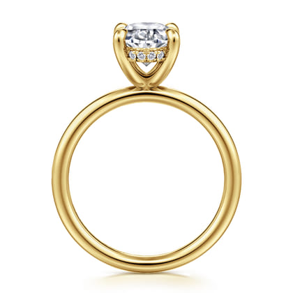 Anuk - 14K Yellow Gold Oval Hidden Halo Diamond Engagement Ring