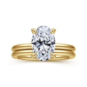Anuk - 14K Yellow Gold Oval Hidden Halo Diamond Engagement Ring
