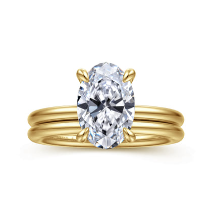 Anuk - 14K Yellow Gold Oval Hidden Halo Diamond Engagement Ring