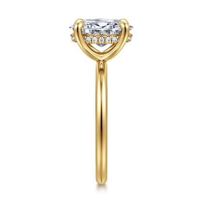 Anuk - 14K Yellow Gold Oval Hidden Halo Diamond Engagement Ring