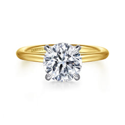 Anuk - 14K Yellow-White Gold Round Hidden Halo Diamond Engagement Ring