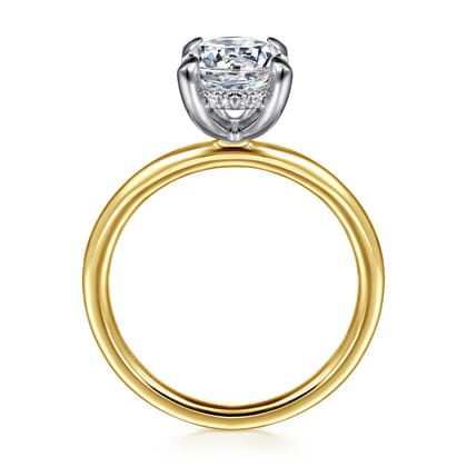 Anuk - 14K Yellow-White Gold Round Hidden Halo Diamond Engagement Ring