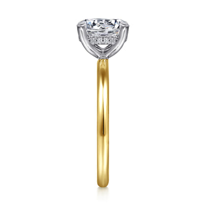 Anuk - 14K Yellow-White Gold Round Hidden Halo Diamond Engagement Ring