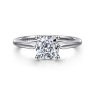 Anushka - 14K White Gold Cushion Cut Solitaire Diamond Engagement Ring
