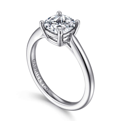 Anushka - 14K White Gold Cushion Cut Solitaire Diamond Engagement Ring