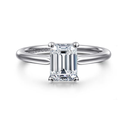 Anushka - 14K White Gold Emerald Cut Solitaire Diamond Engagement Ring