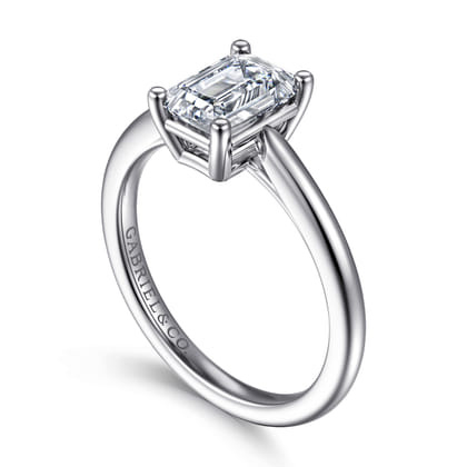 Anushka - 14K White Gold Emerald Cut Solitaire Diamond Engagement Ring