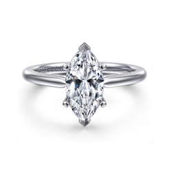 Anushka - 14K White Gold Marquise Shape Solitaire Diamond Engagement Ring
