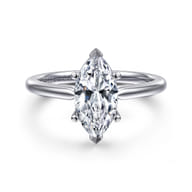 Anushka - 14K White Gold Marquise Shape Solitaire Diamond Engagement Ring