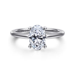 Anushka - 14K White Gold Oval Solitaire Diamond Engagement Ring
