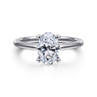 Anushka - 14K White Gold Oval Solitaire Diamond Engagement Ring