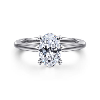 Anushka - 14K White Gold Oval Solitaire Diamond Engagement Ring
