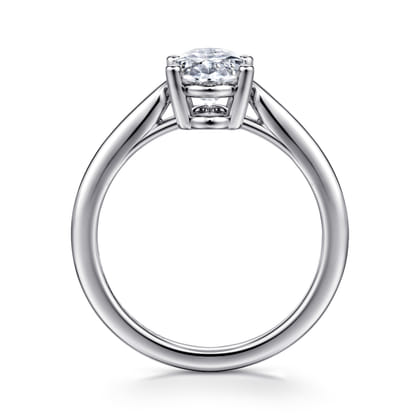 Anushka - 14K White Gold Oval Solitaire Diamond Engagement Ring