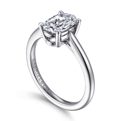 Anushka - 14K White Gold Oval Solitaire Diamond Engagement Ring