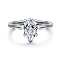 Anushka - 14K White Gold Pear Shape Solitaire Diamond Engagement Ring