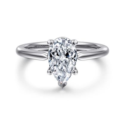 Anushka - 14K White Gold Pear Shape Solitaire Diamond Engagement Ring