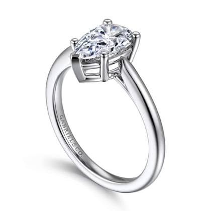 Anushka - 14K White Gold Pear Shape Solitaire Diamond Engagement Ring