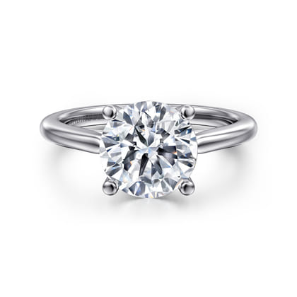 Anushka - 14K White Gold Round Solitaire Diamond Engagement Ring