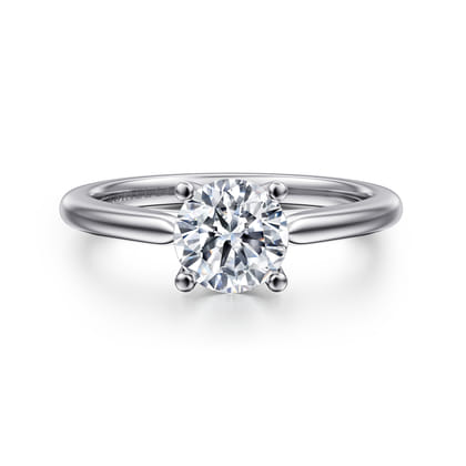 Anushka - 14K White Gold Round Solitaire Diamond Engagement Ring