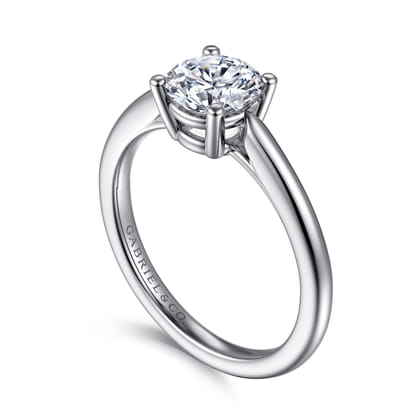 Anushka - 14K White Gold Round Solitaire Diamond Engagement Ring
